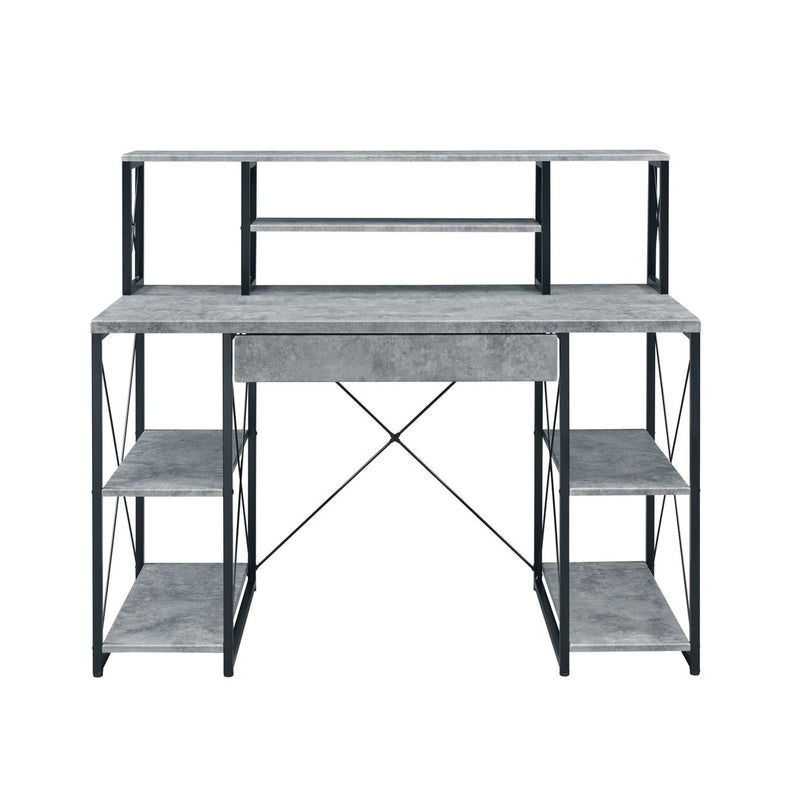 Metal Comupter Desk with Drawer and Shelves