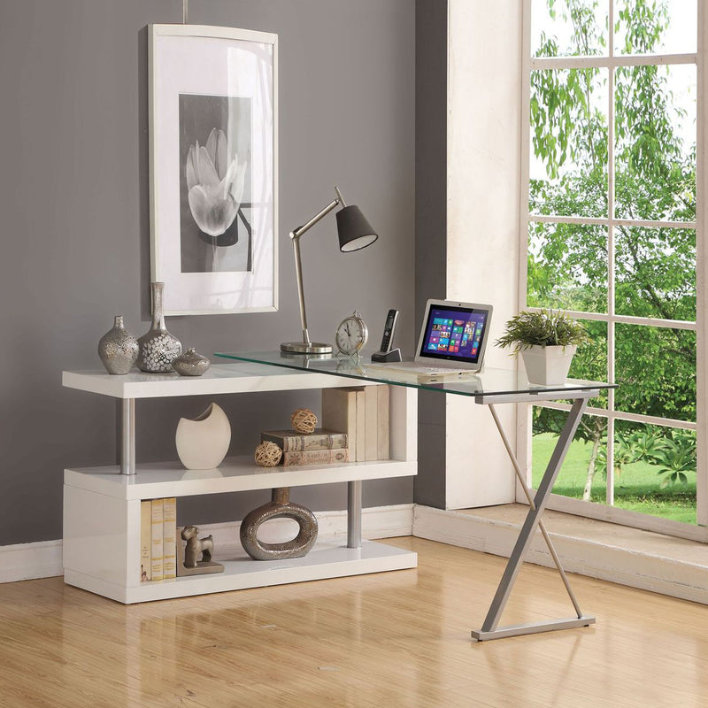 Desk in Black High Gloss & Clear Glass