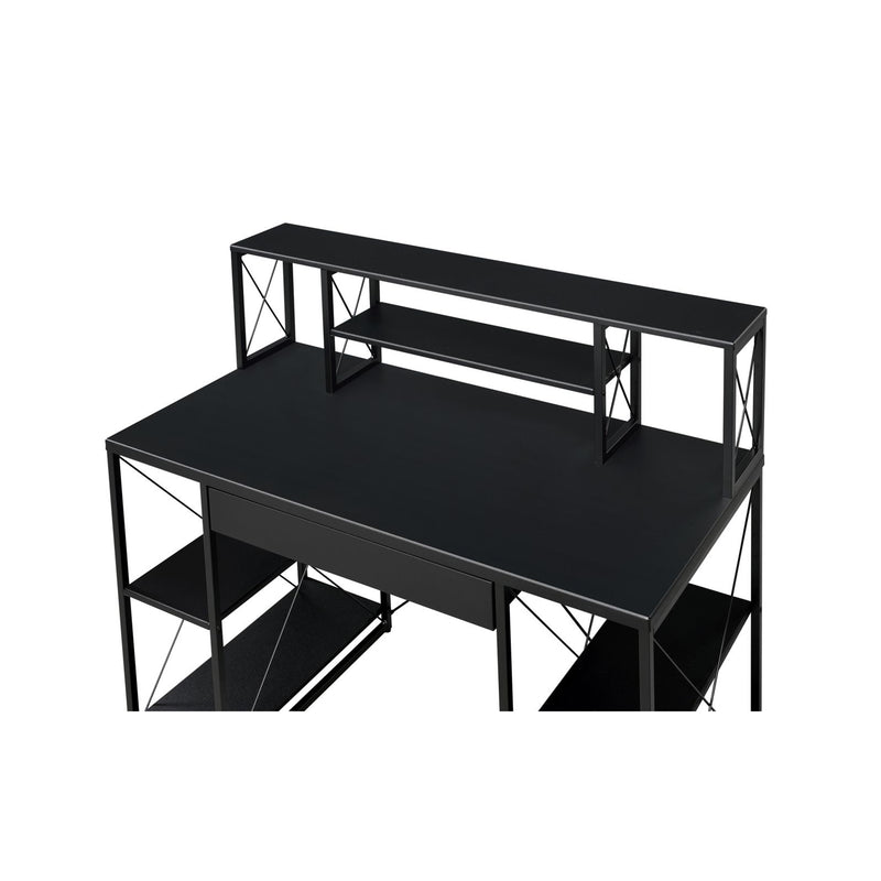 Metal Comupter Desk with Drawer and Shelves