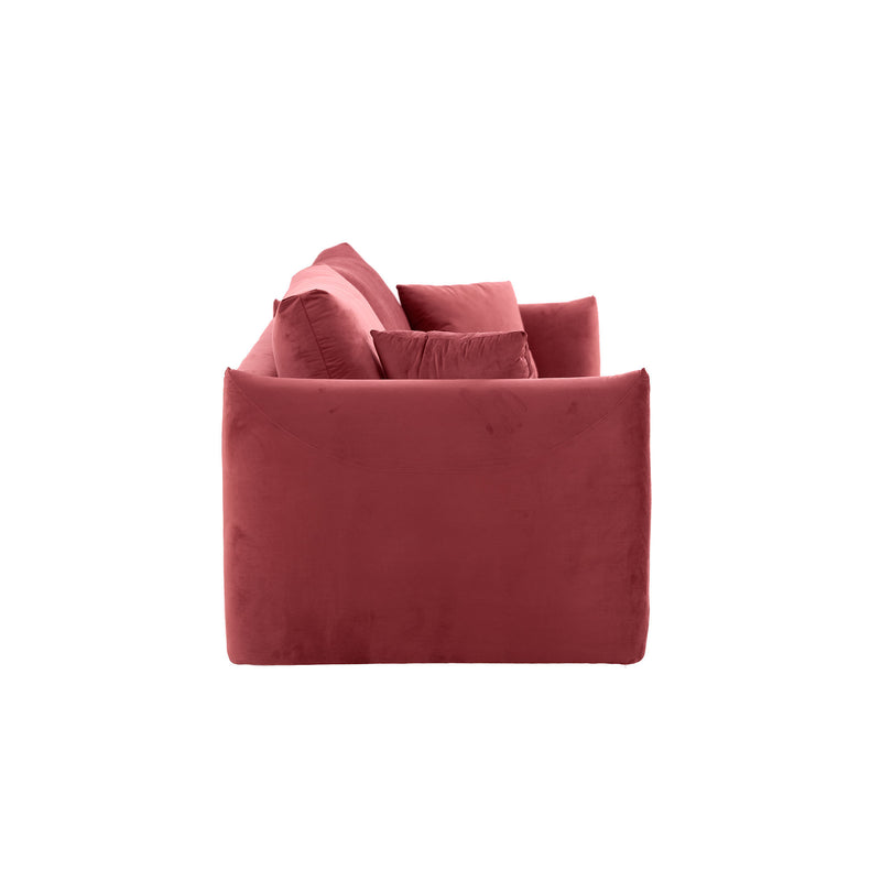 Sectional Sofa,3 seater sofa with 3 Pillows for Living Room,Velvet  for bedroom, livingroom Wine Red