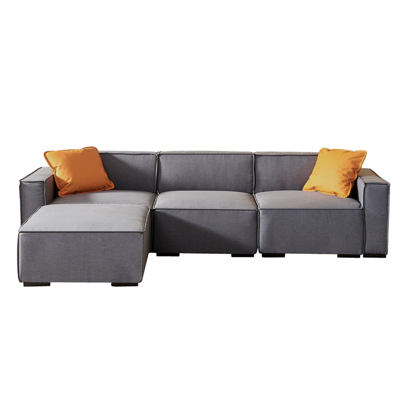 [video] Modular Sofa L Shape with Convertible Ottoman Chaise(Grey)