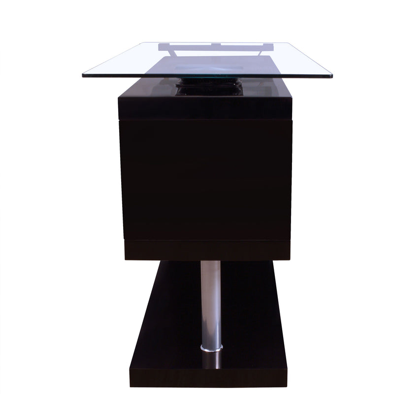 Desk in Black High Gloss & Clear Glass