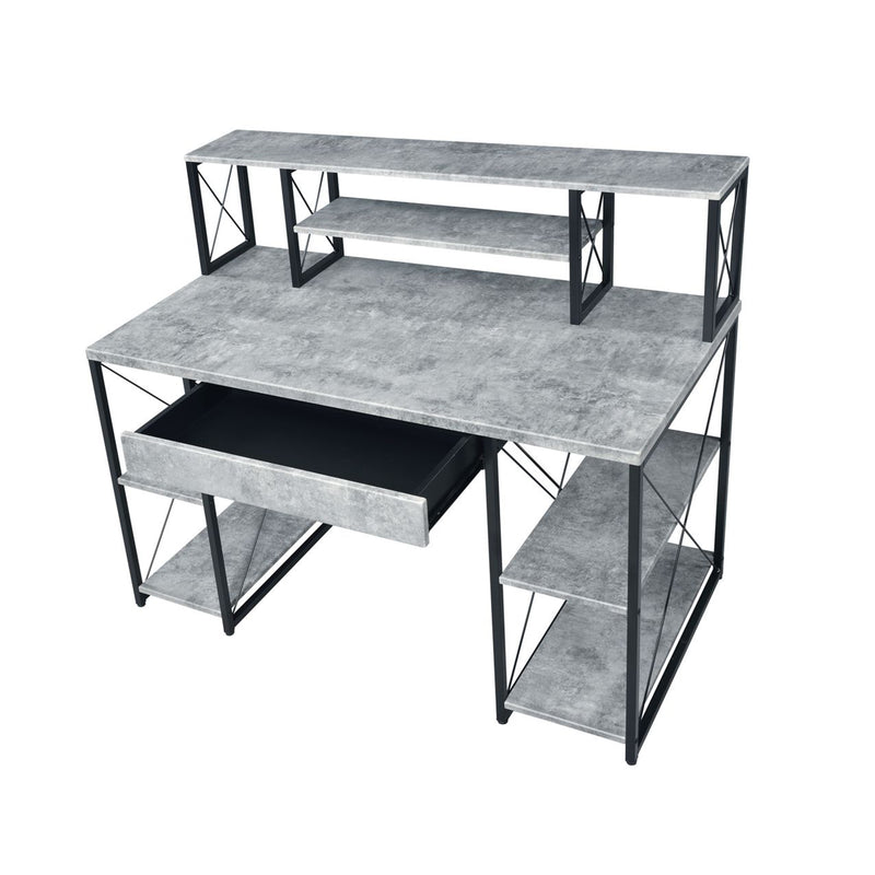 Metal Comupter Desk with Drawer and Shelves