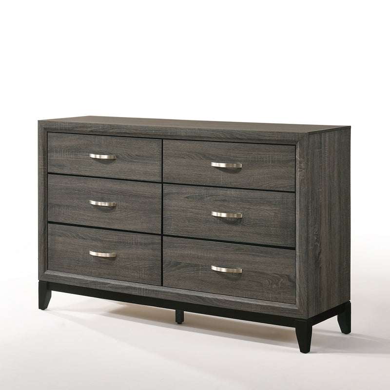 Wood Cabinet with 6 Drawers Chest Dresser in Weathered Gray