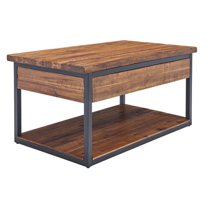 Claremont 42"L Rustic Wood Coffee Table with Low Shelf