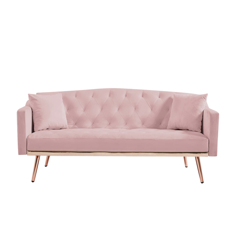 PINK  VELVET SOFA BED