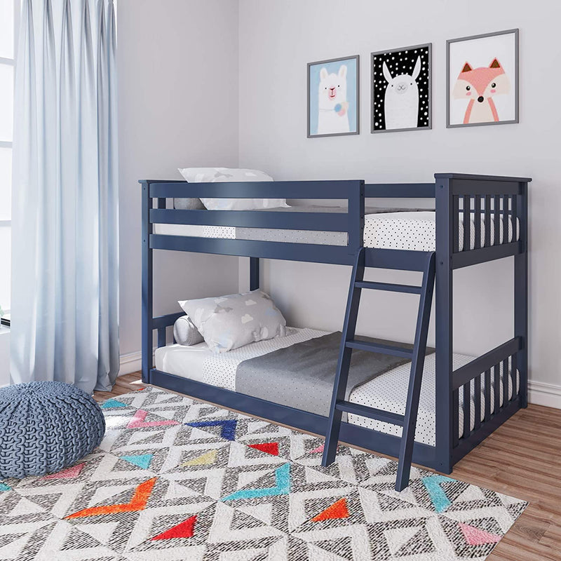 Max & Lily Solid Wood Twin Low Bunk Bed, Blue