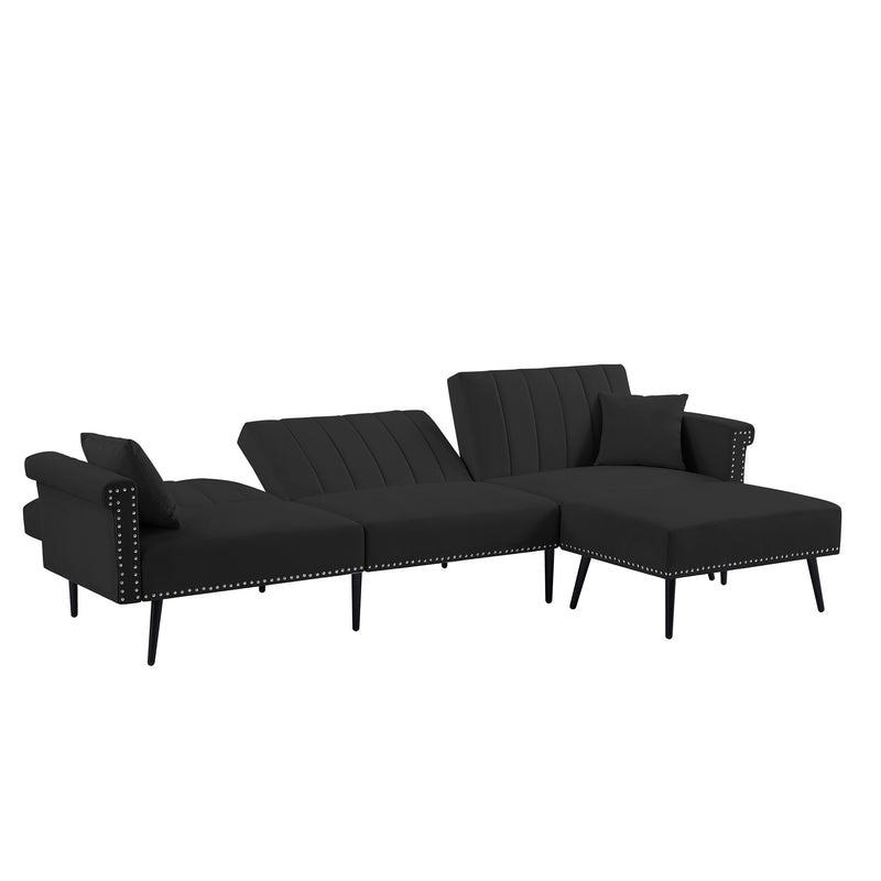 BLACK  SECTIONAL SOFA BED