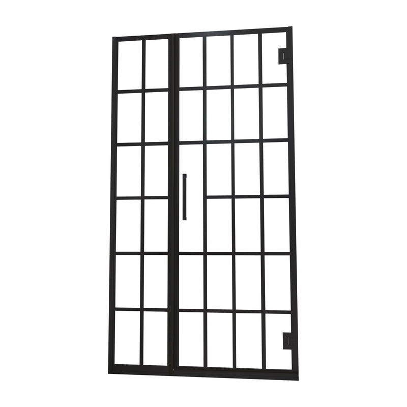 Shower Door 34" W x 72" H Single Panel Frameless Fixed Shower Door, Open Entry Design in Matte Black