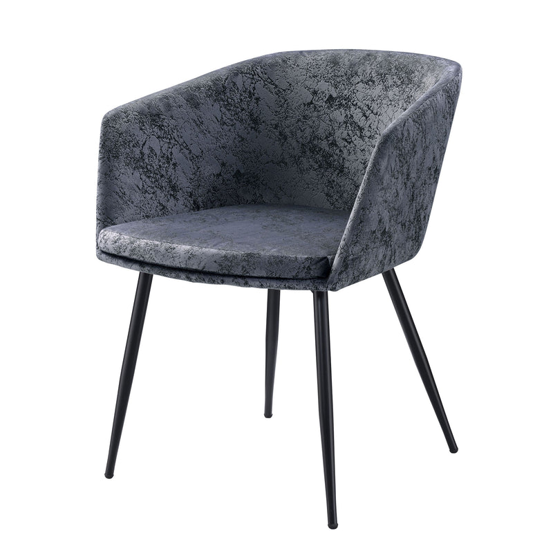 3Pc Pack Chair & Table, Gray Velvet & Black