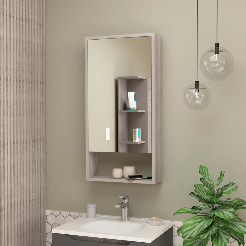 Modesto Medicine Cabinet, One Open Shelf, Mirrored Cabinet With Two Interior Shelves