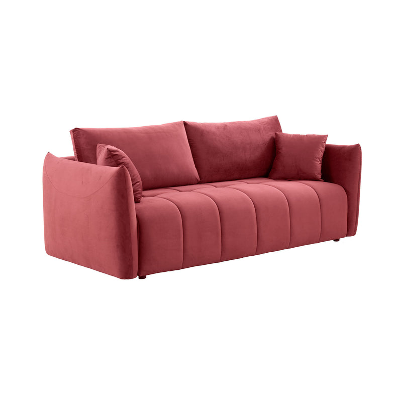 Sectional Sofa,3 seater sofa with 3 Pillows for Living Room,Velvet  for bedroom, livingroom Wine Red