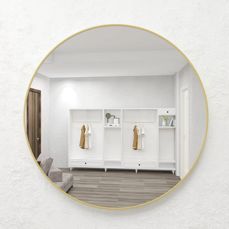 32" Wall Circle Mirror Large Round Gold Farmhouse Circular Mirror for Wall Decor Big Bathroom Make Up Vanity Mirror Entryway Mirror