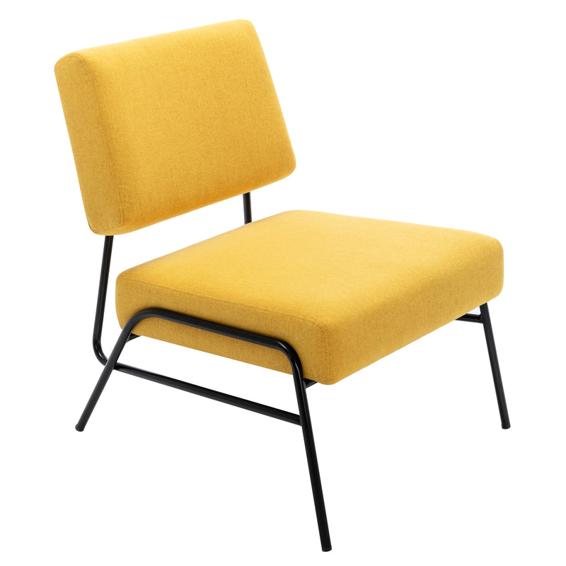 Wire Metal Frame Slipper Chair, Armless Accent Chair Lounge Chair for Living Room, Bedroom, Home Office,Yellow Linen