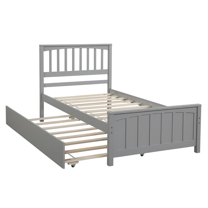 Twin size Platform Bed with Trundle, Gray