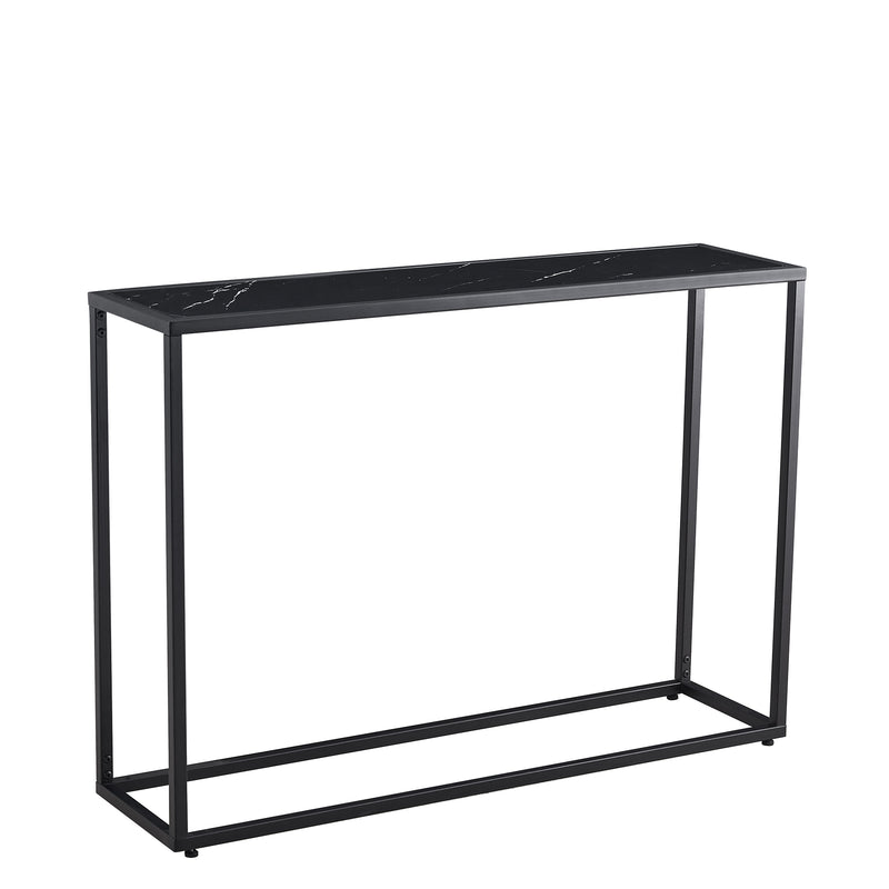 Console Talbe Minimalist Porch Table Sofa sidetable, MDF boards, metal frame , Rectangle shape, Black