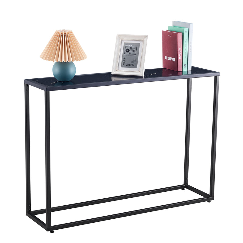 Console Talbe Minimalist Porch Table Sofa sidetable, MDF boards, metal frame , Rectangle shape, Black