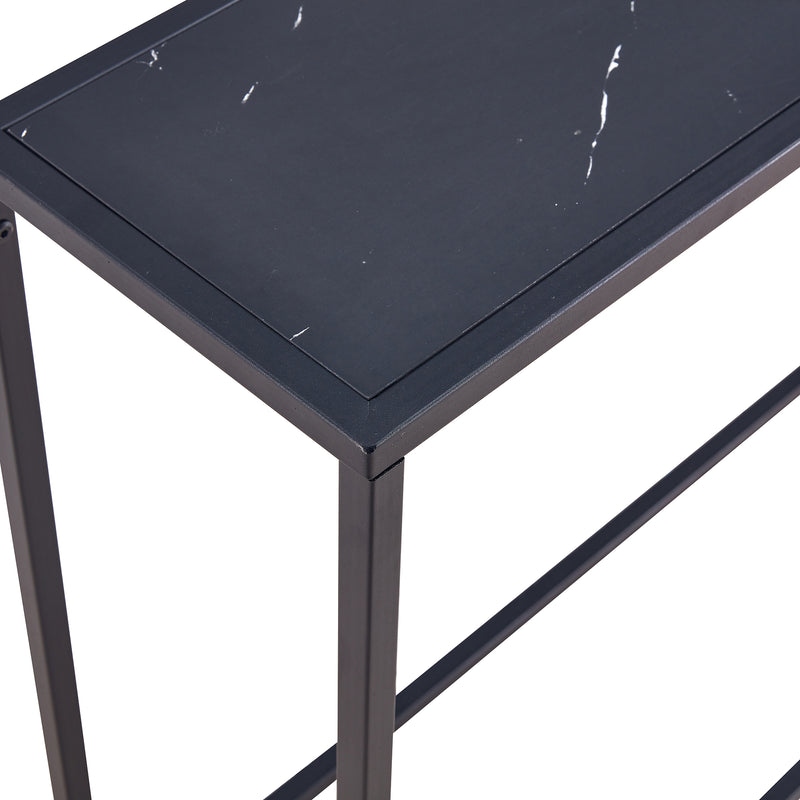 Console Talbe Minimalist Porch Table Sofa sidetable, MDF boards, metal frame , Rectangle shape, Black