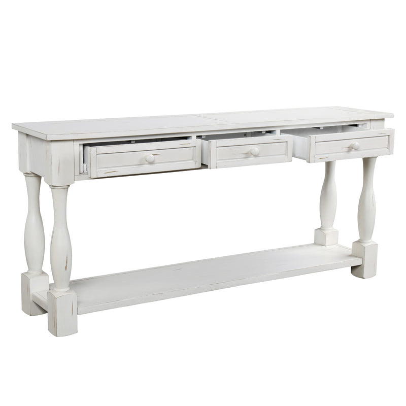 Console Table 64" Long Sofa Table Easy Assembly with Drawers and Shelf for Entryway, Hallway, Living Room, Black, White