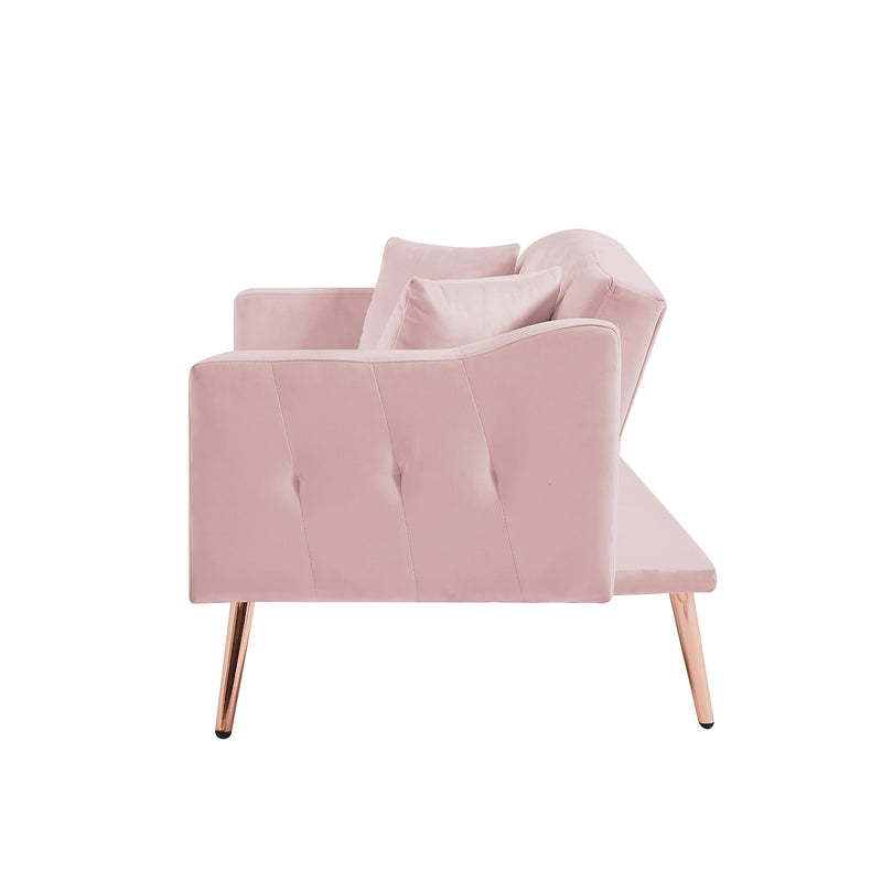 PINK  VELVET SOFA BED