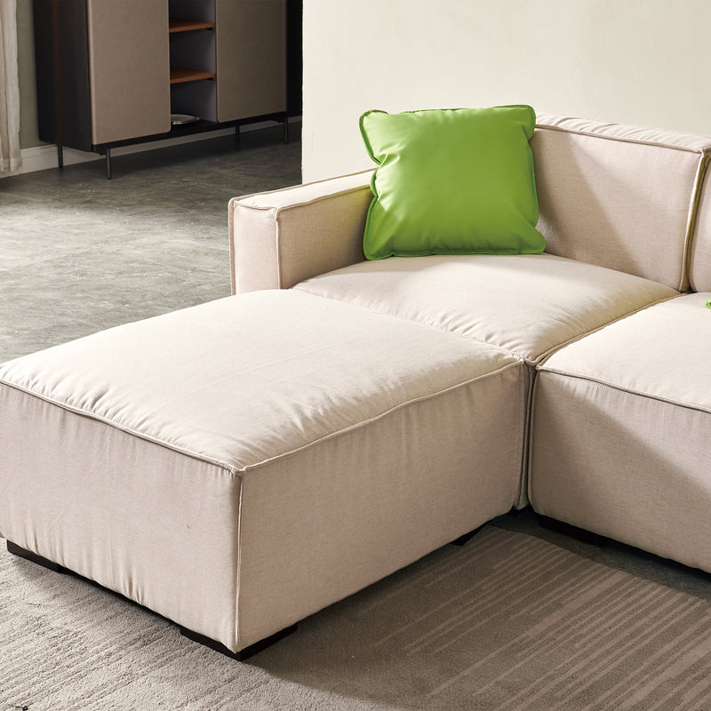 【video】Modular Sofa L Shape with Convertible Ottoman Chaise(Beige)