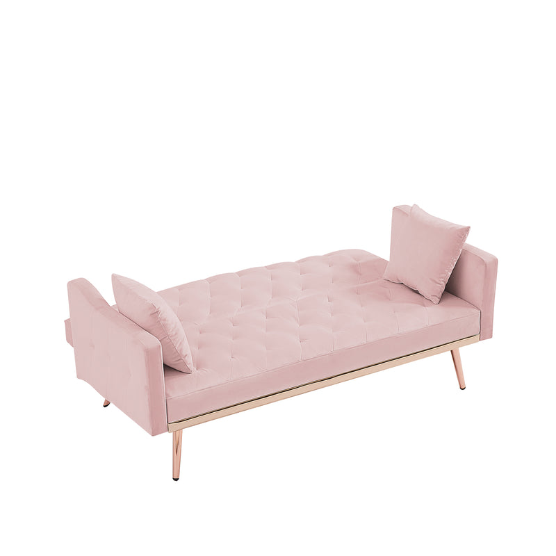 PINK  VELVET SOFA BED