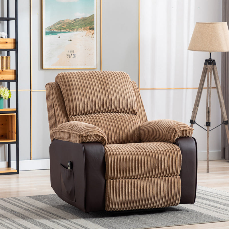 Brown Fabric Recliner Chair  Theater Single Recliner Thick Seat and Backrest, suitable for living room, side bags Electric sofa chair, electric remote control.The angle can adjust freely