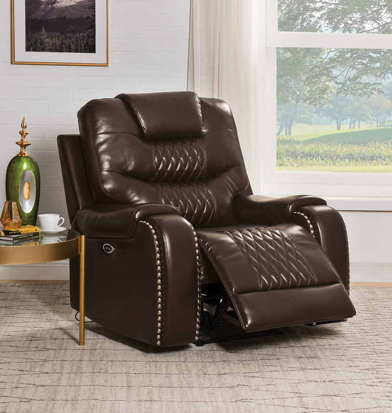 Braylon Recliner (Power Motion), Brown PU