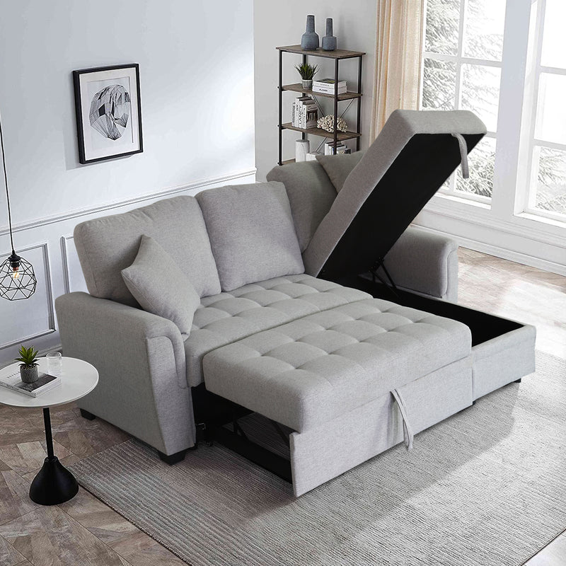 2049 Light Grey Storage Sofa Bed