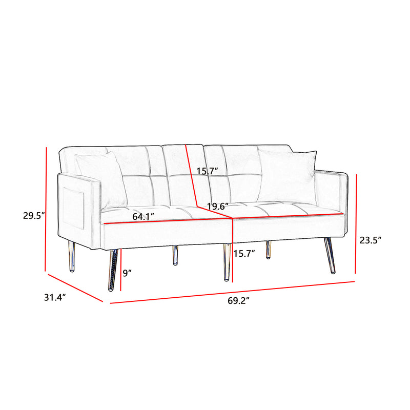 GREY VELVET SOFA BED