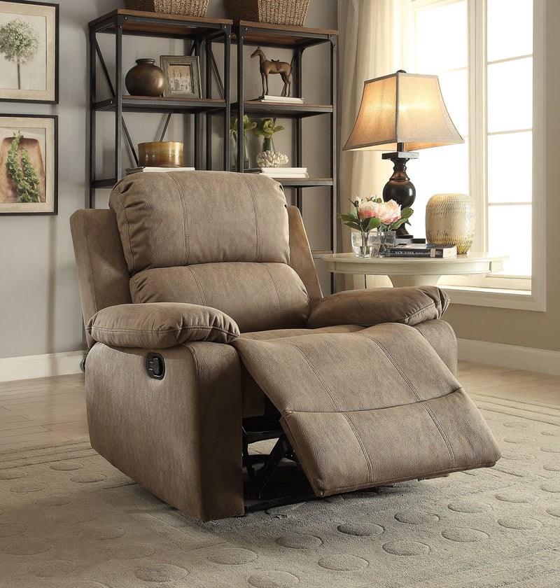 Bina Recliner (Motion) in Taupe Polished Microfiber