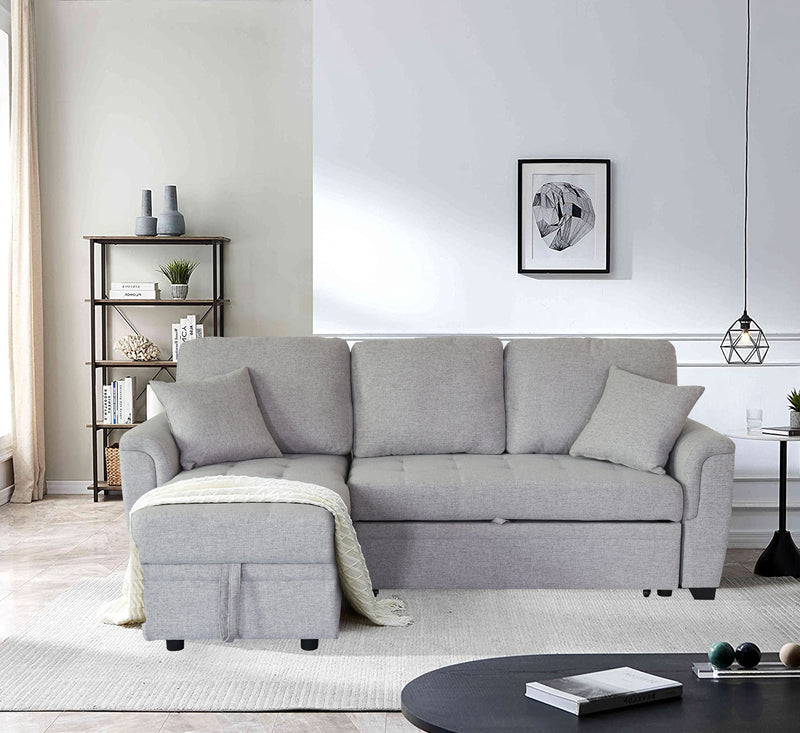 2049 Light Grey Storage Sofa Bed