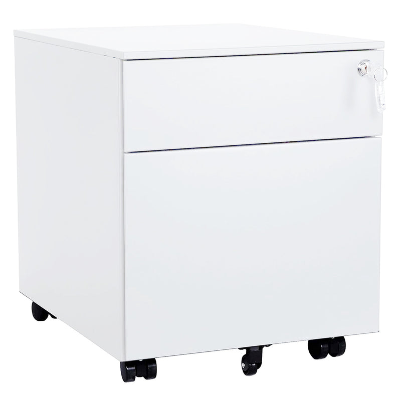 2 Drawer Mobile File Cabinet with Lock Metal Filing Cabinet for Legal/Letter/A4/F4 Size, Fully Assembled Include Wheels, Home/Office Design