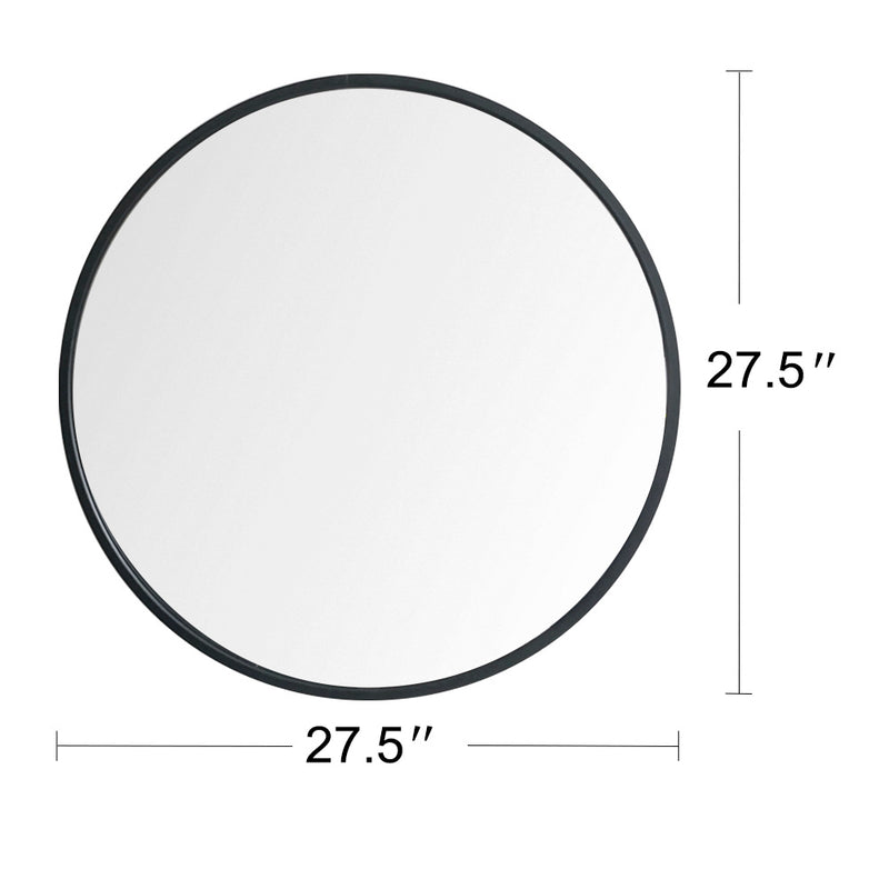 28" Wall Circle Mirror Large Round Black Farmhouse Circular Mirror for Wall Decor Big Bathroom Make Up Vanity Mirror Entryway Mirror