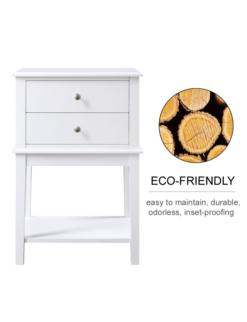 WOODEEM White Nightstand Bedrooms, Large End Table for Living Room, Bed Side Table with Drawers