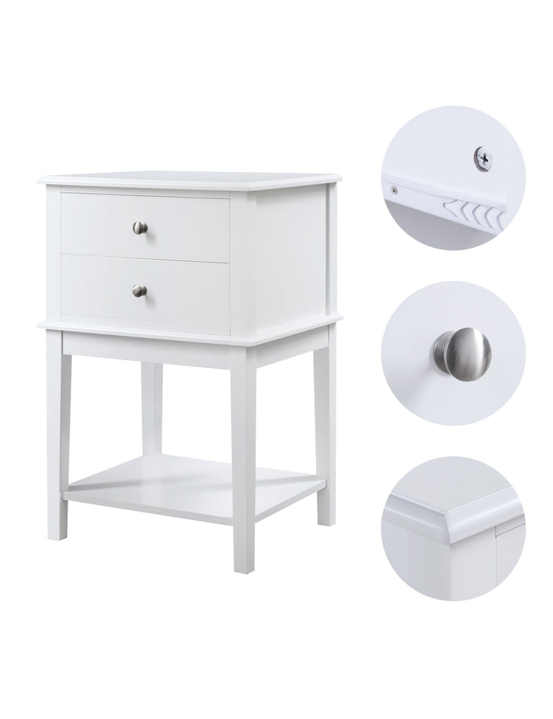 WOODEEM White Nightstand Bedrooms, Large End Table for Living Room, Bed Side Table with Drawers