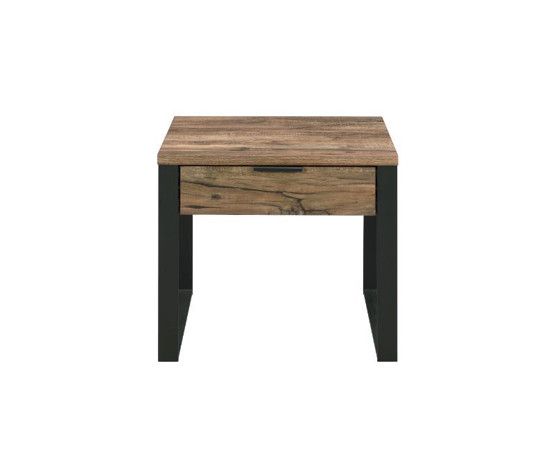 Aflo End Table, Weathered Oak & Black Finish