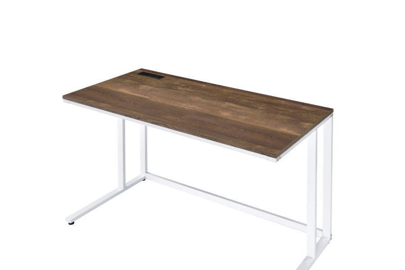 Writing Desk with Tyrese Built-in USB Port, Walnut & White Finish AL