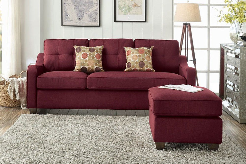 Sectional Sofa & 2 Pillows in Red Linen  YJ