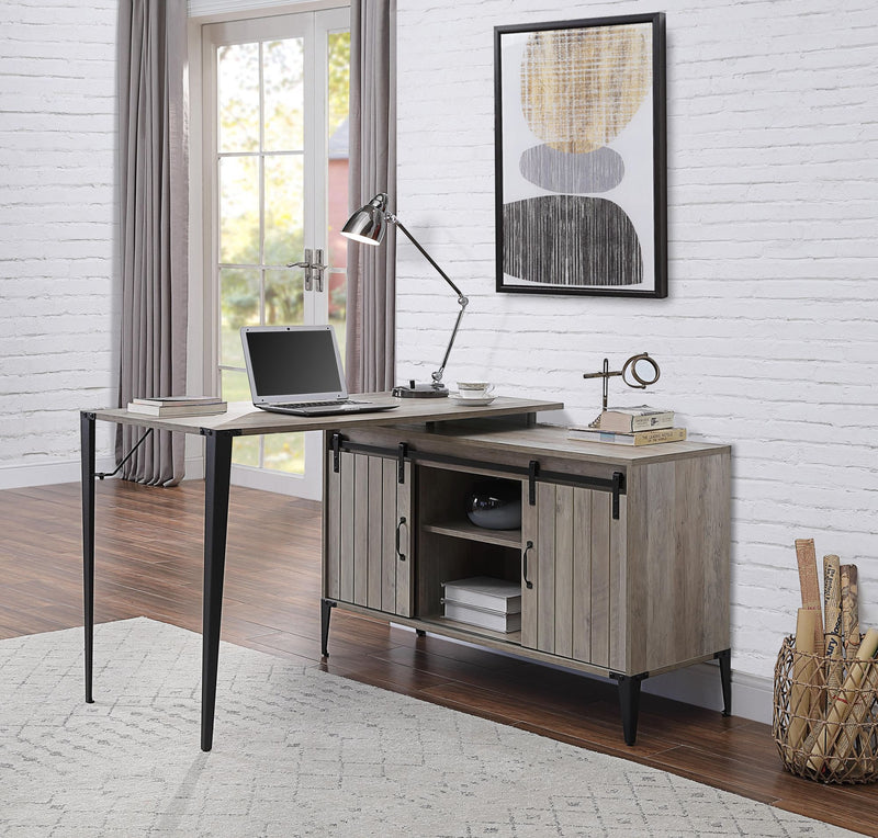 Zakwani Writing Desk, Gray Oak & Black Finish