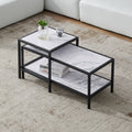 Modern Nesting coffee table Square & rectangle,Black metal frame with wood marble color top