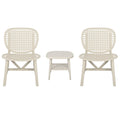 3 Pieces Hollow Design Retro Patio Table Chair Set All Weather Conversation Bistro Set Outdoor Table with Open Shelf and Lounge Chairs with Widened Seat for Balcony Garden Yard White