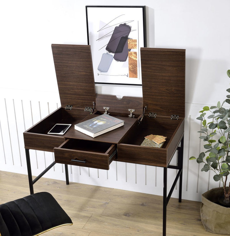 Writing Desk, Verster Built-in USB Port,Oak & Black Finish AL