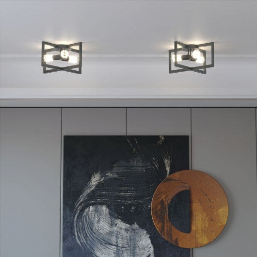 Flush Mount Geometric Metal 3-Lights Ceiling Lamp