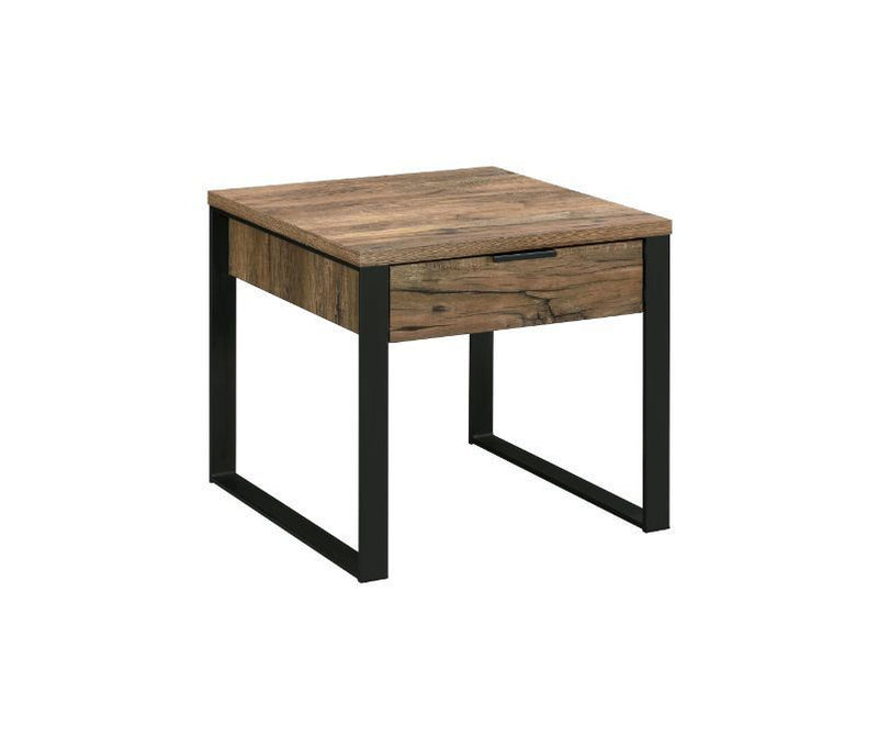 Aflo End Table, Weathered Oak & Black Finish