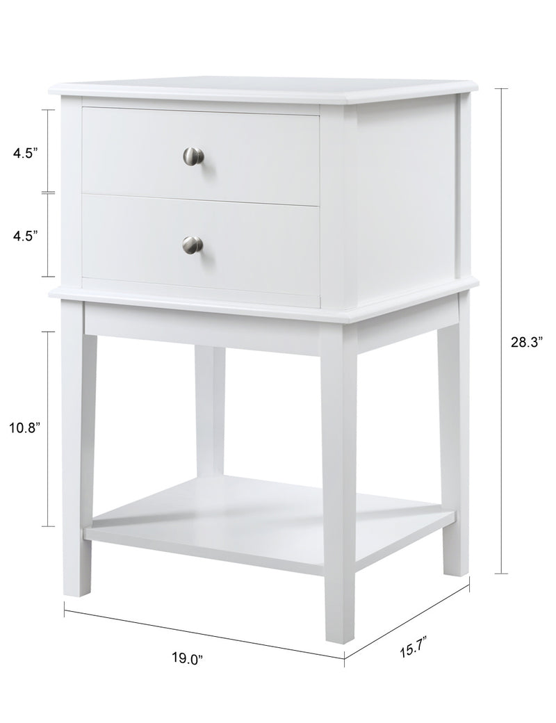 WOODEEM White Nightstand Bedrooms, Large End Table for Living Room, Bed Side Table with Drawers