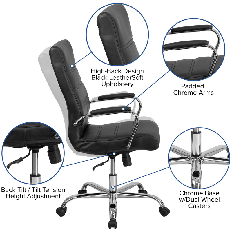 High Back Executive Swivel Office Chair with Metal Frame and Arms