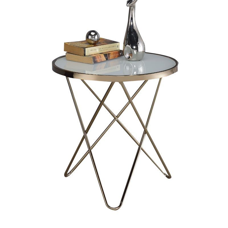 Valora End Table in Champagne & Frosted Glass