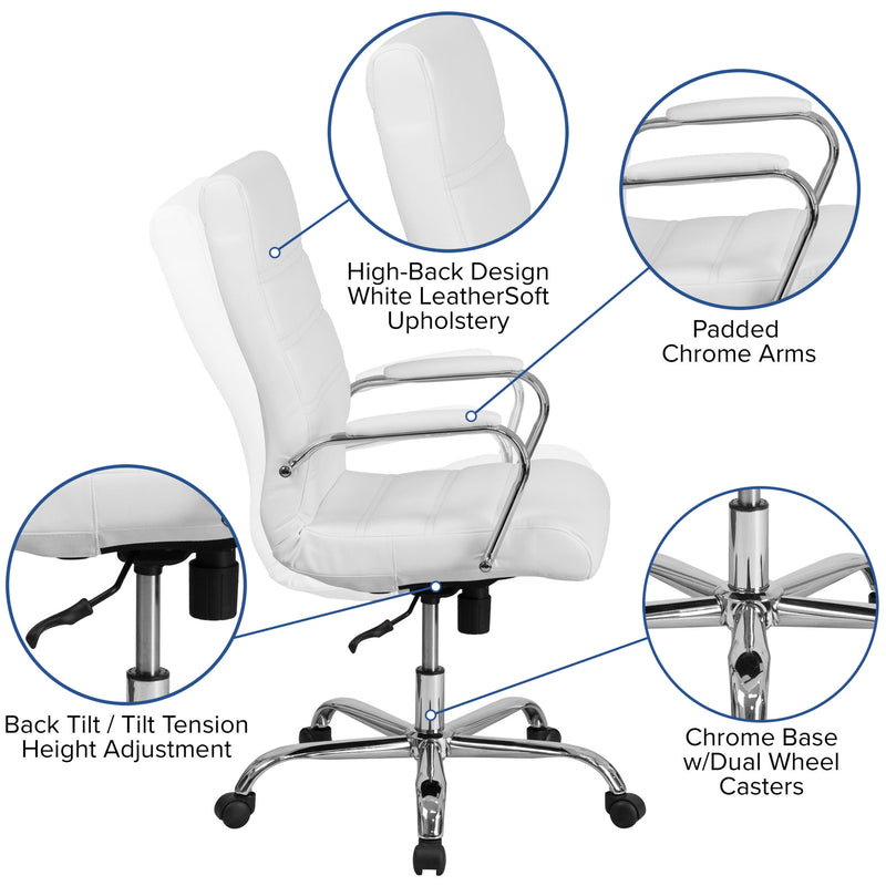 High Back Executive Swivel Office Chair with Metal Frame and Arms