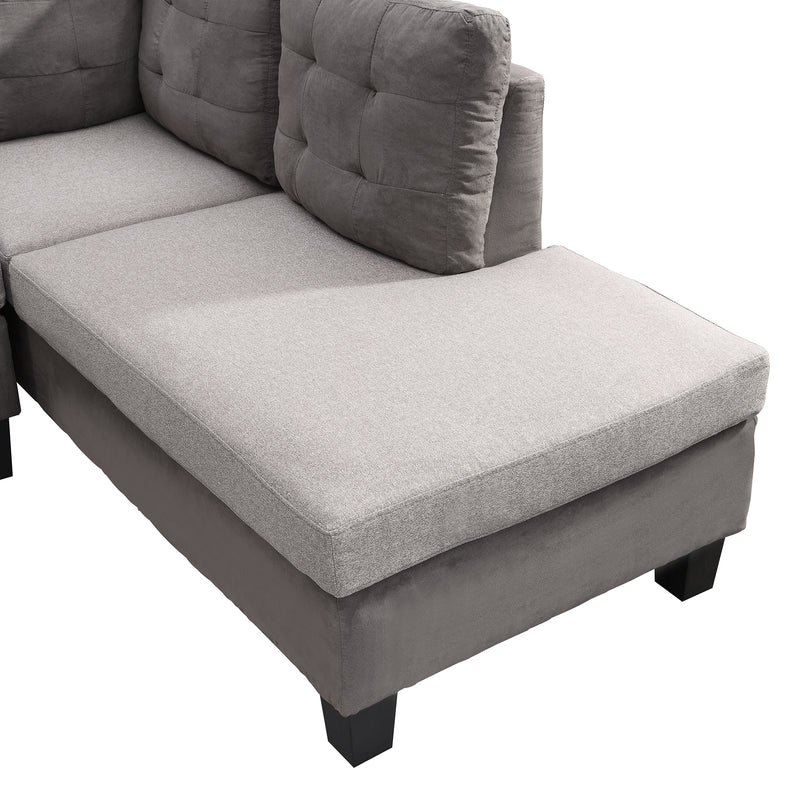 Sofa Set  for Living Room with Chaise Lounge and Storage Ottoman Living Room Furniture,(Gray)